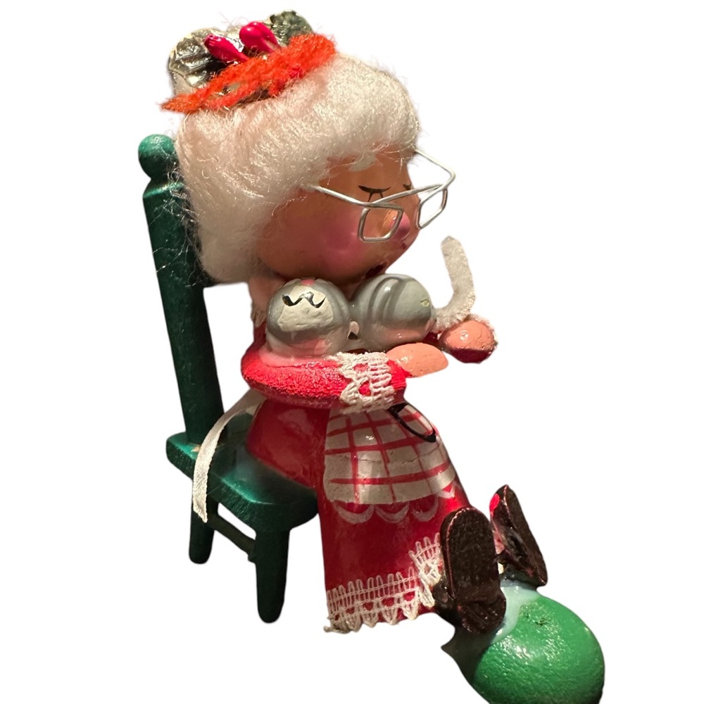 Mrs Santa Claus_Grandma & Cat_Rocking Chair_Wood Christmas Decor_Kurt Alden 1978